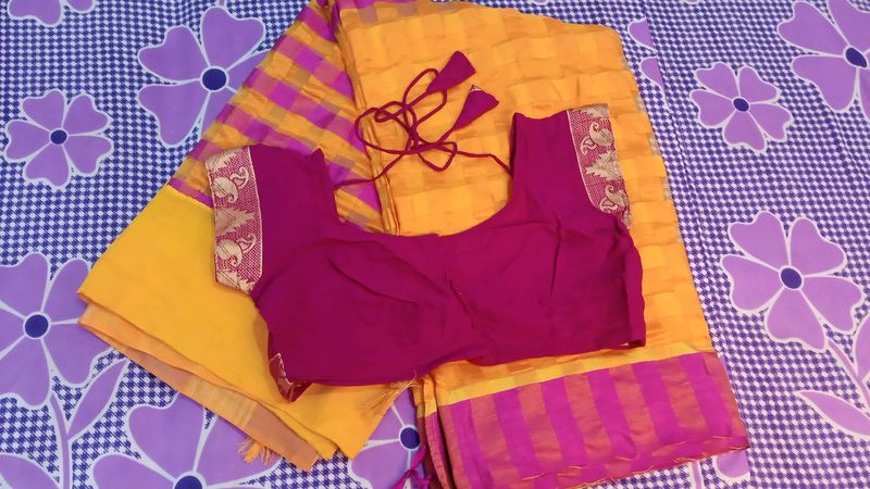 Yellow saree With Blouse