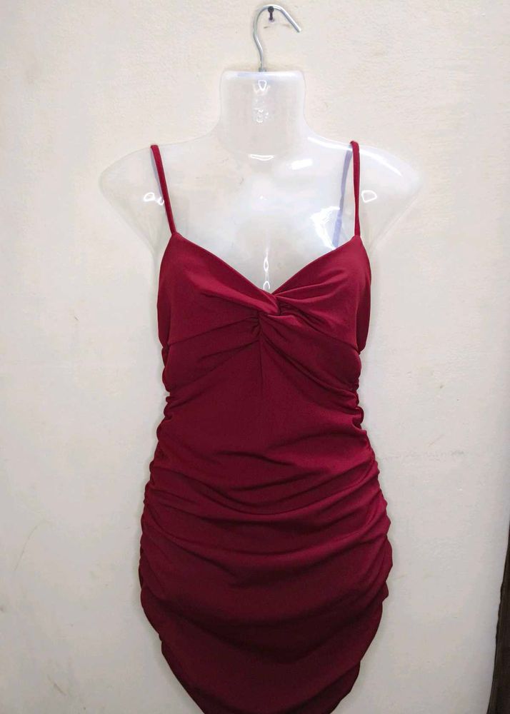 Maroon Bodycon Bow Dress🎀