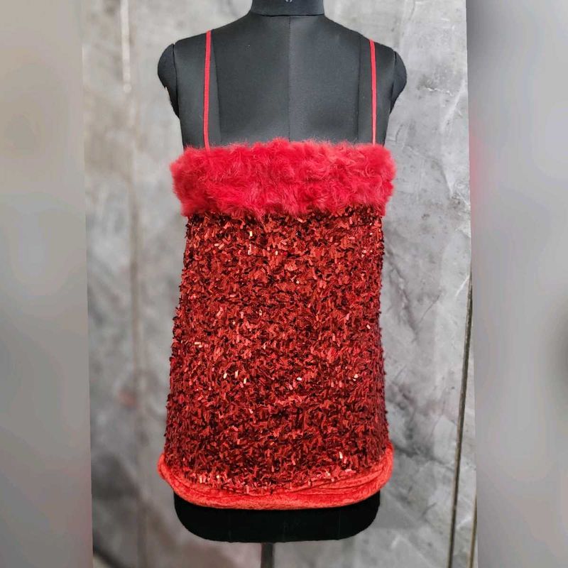 Red Sequins Mini Dress