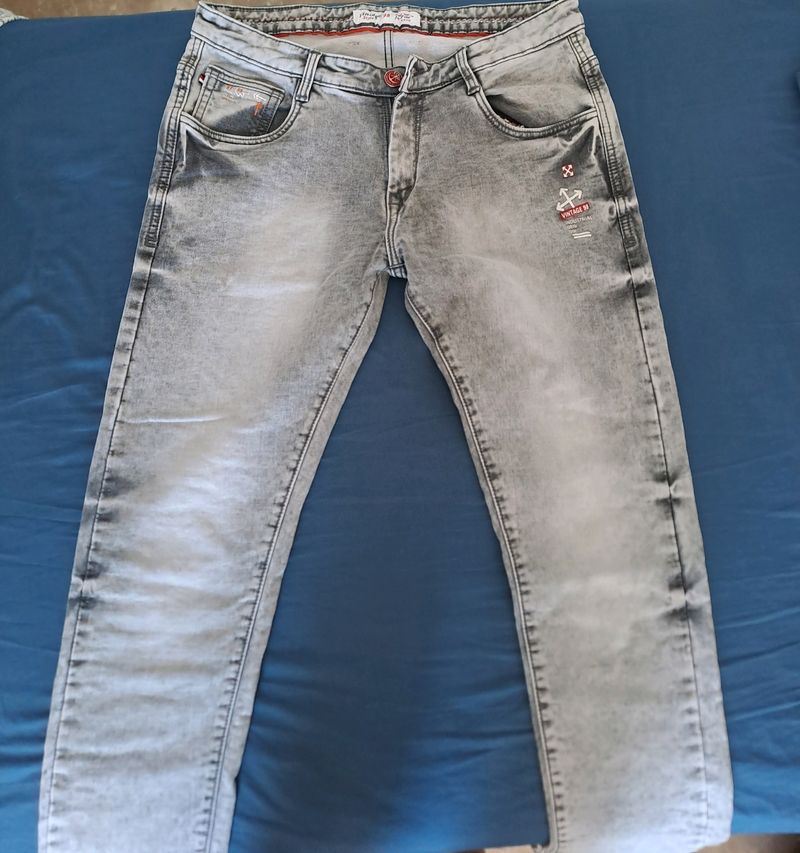 Vintage Racing Denim Jeans Grey Men