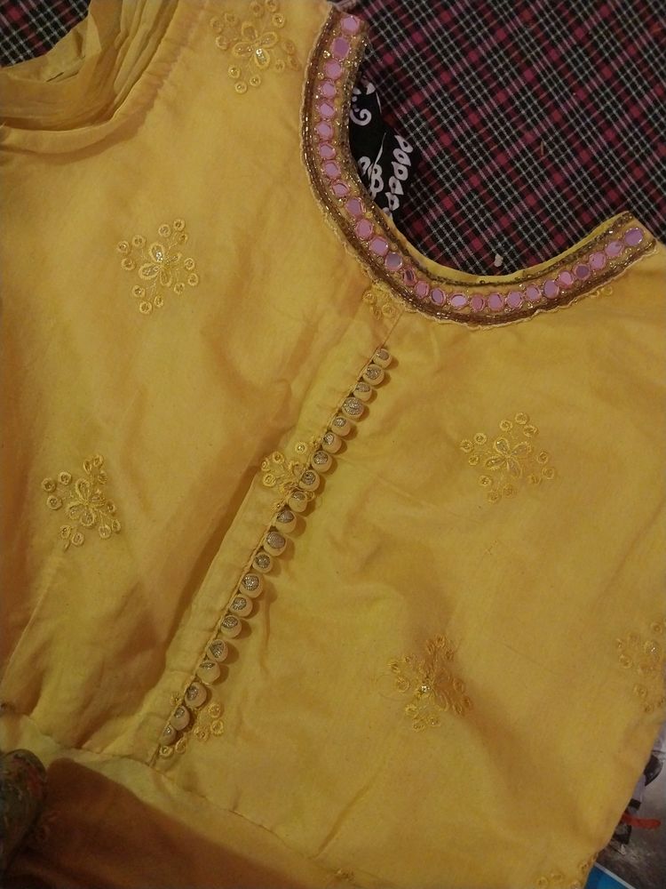 Ethnic Haldi Gown/ Cotton Silk