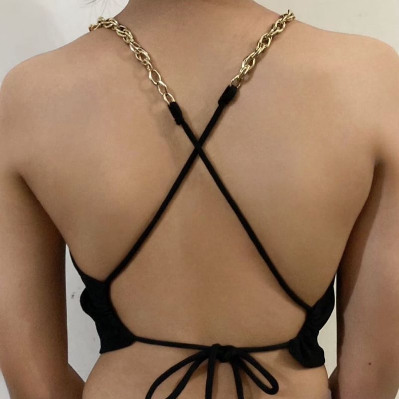 ZARA gold chain backless top