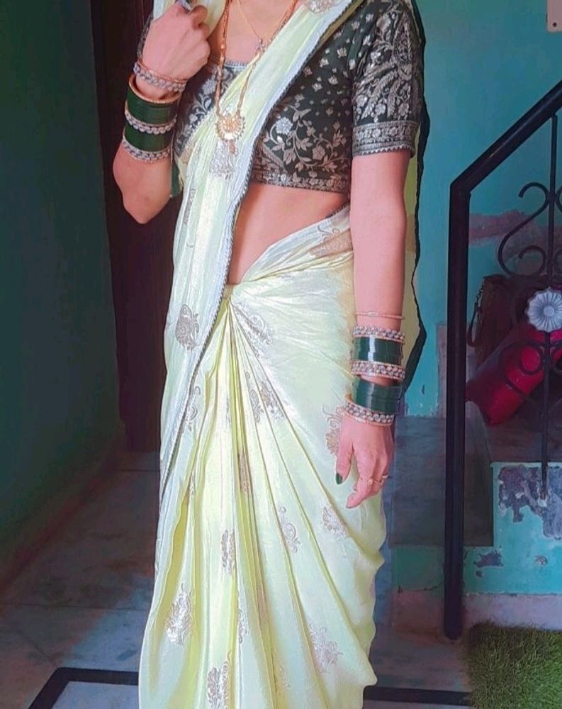 Green Jari Work Saree