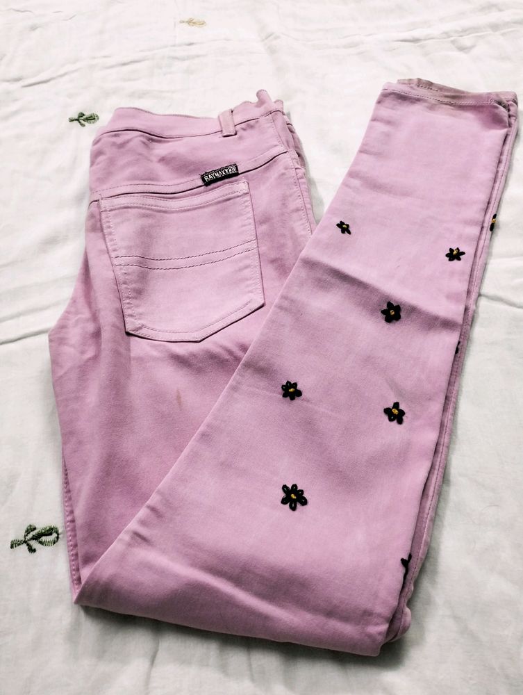 Flower Design Jeans