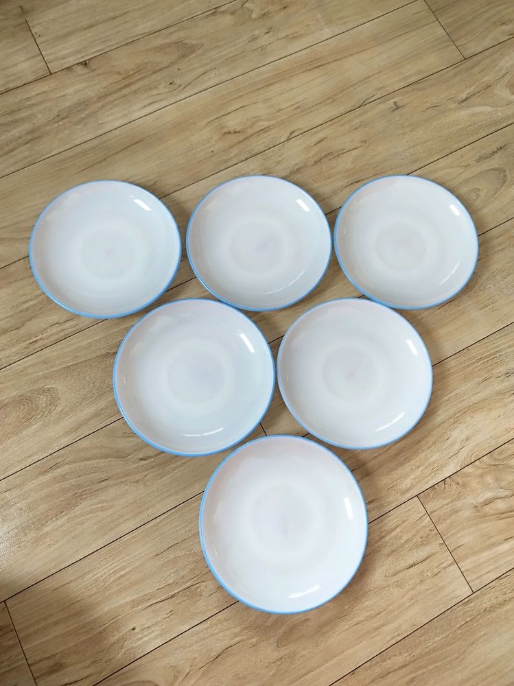 Set Of 6 Saucer Plates Plain White