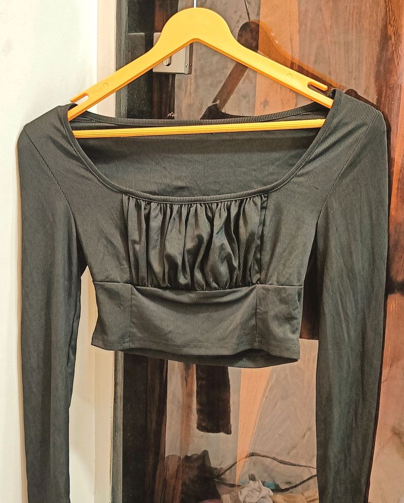 Black Ruched Chest Top