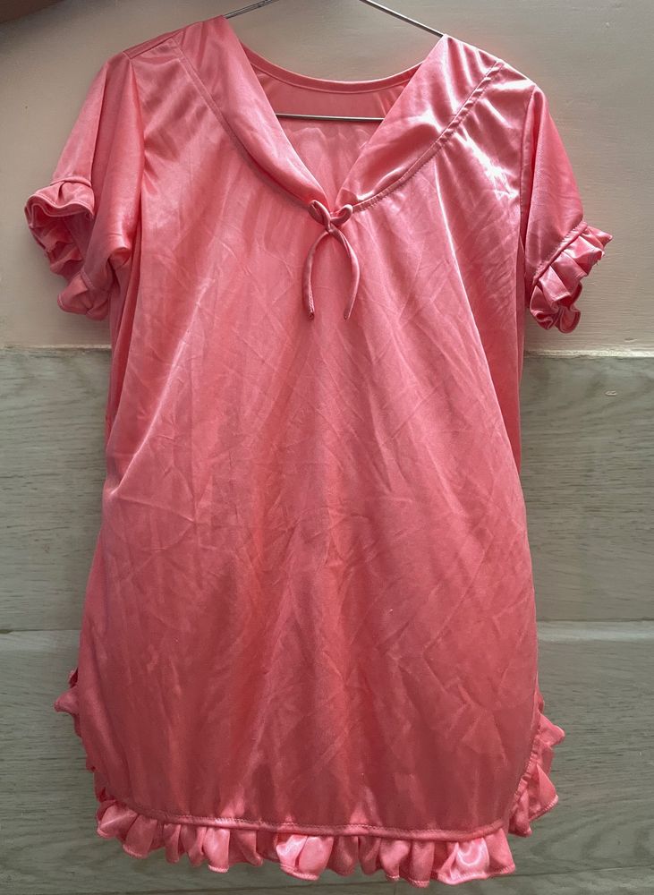 Pink Colour Satin Nightwear