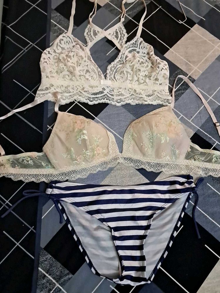 Combo Of Three Imported Fabric Bra N Panty