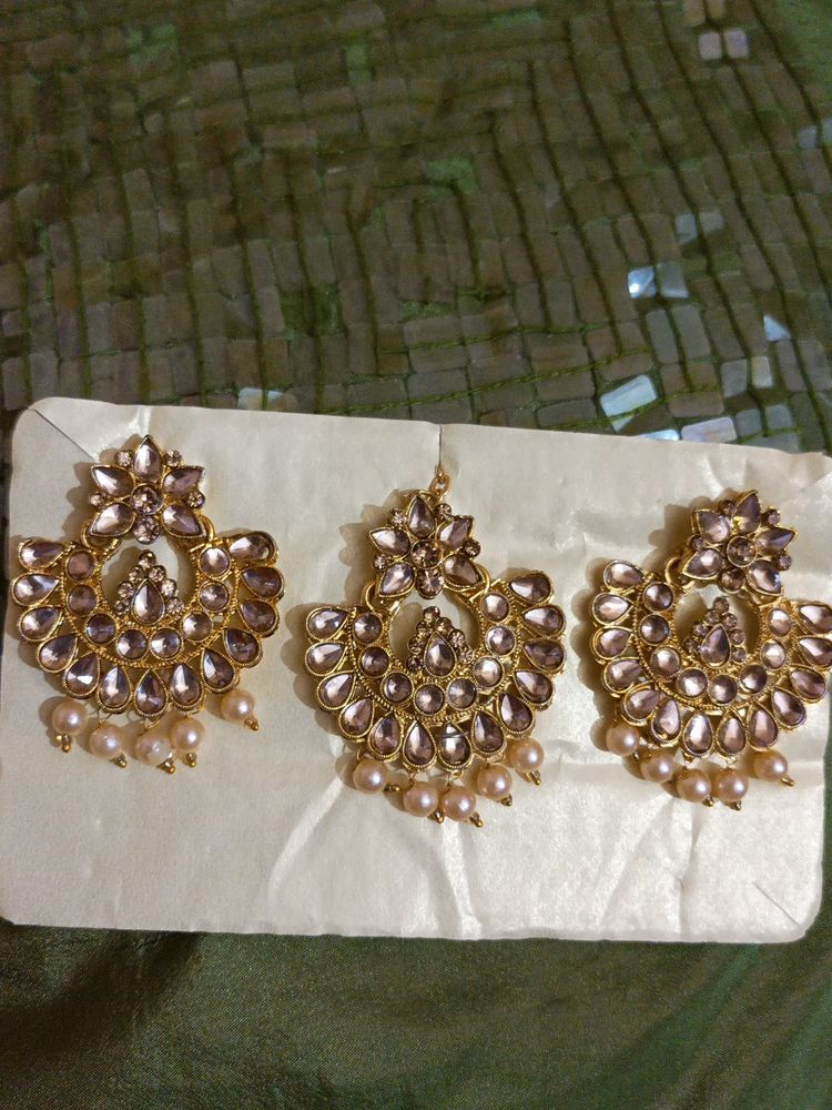 Maangtika And Earrings Set