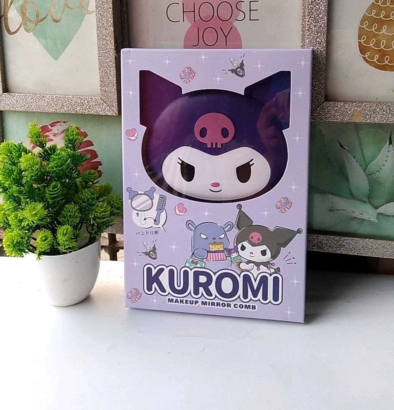 Kuromi Makeup Mirror With Comb - Purple