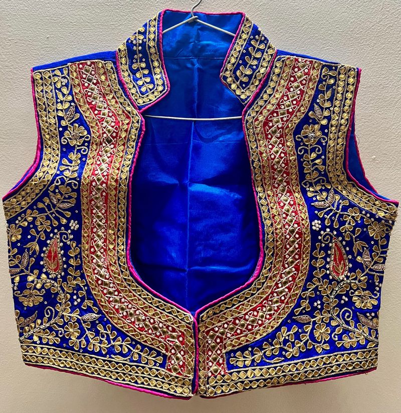 Gotta Patti Rajasthani Work Royal Blue Blouse