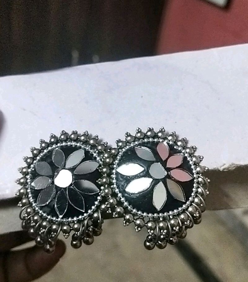 Round Black Earrings