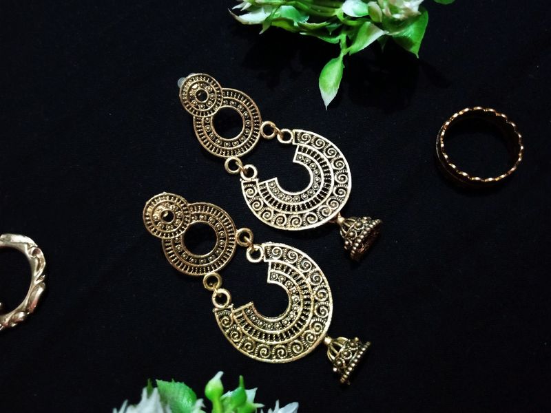 Gold Plated Long Earrings Traditional