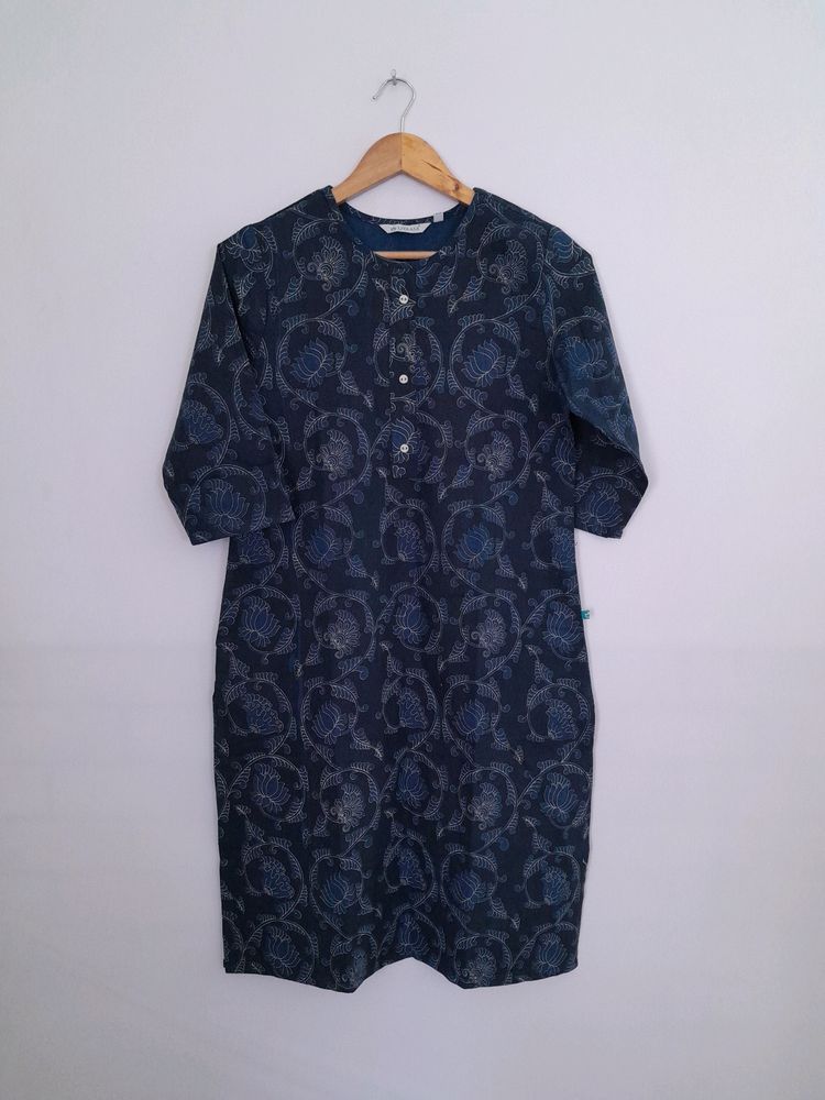 Navy Blue Printed Kurta (Women's)