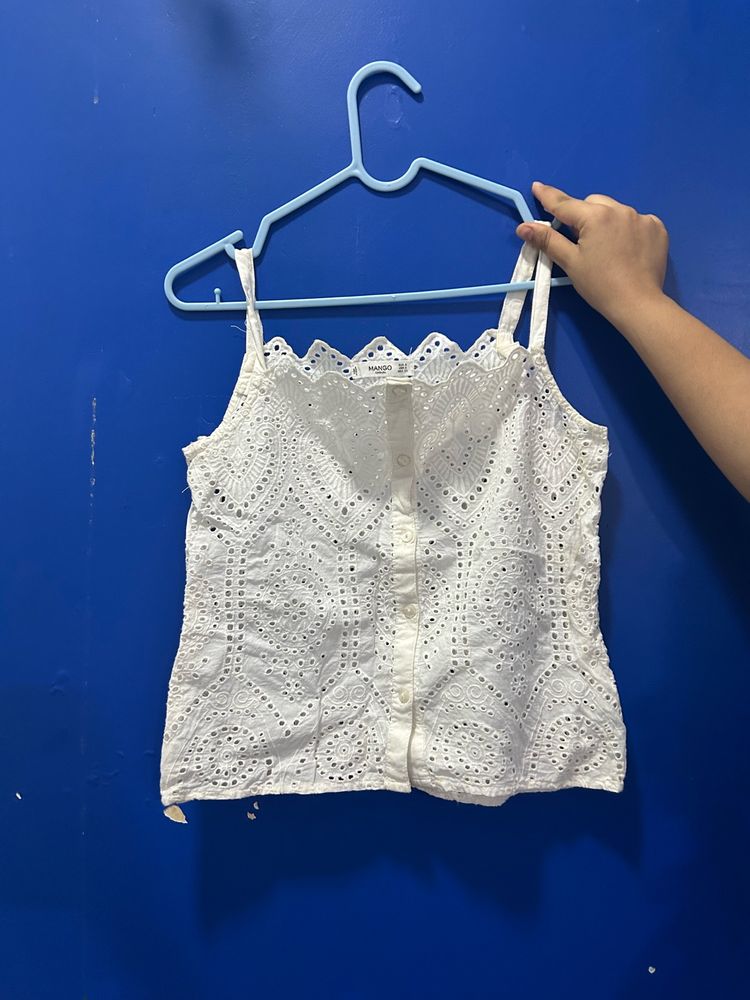 Mango Strap Off White Top