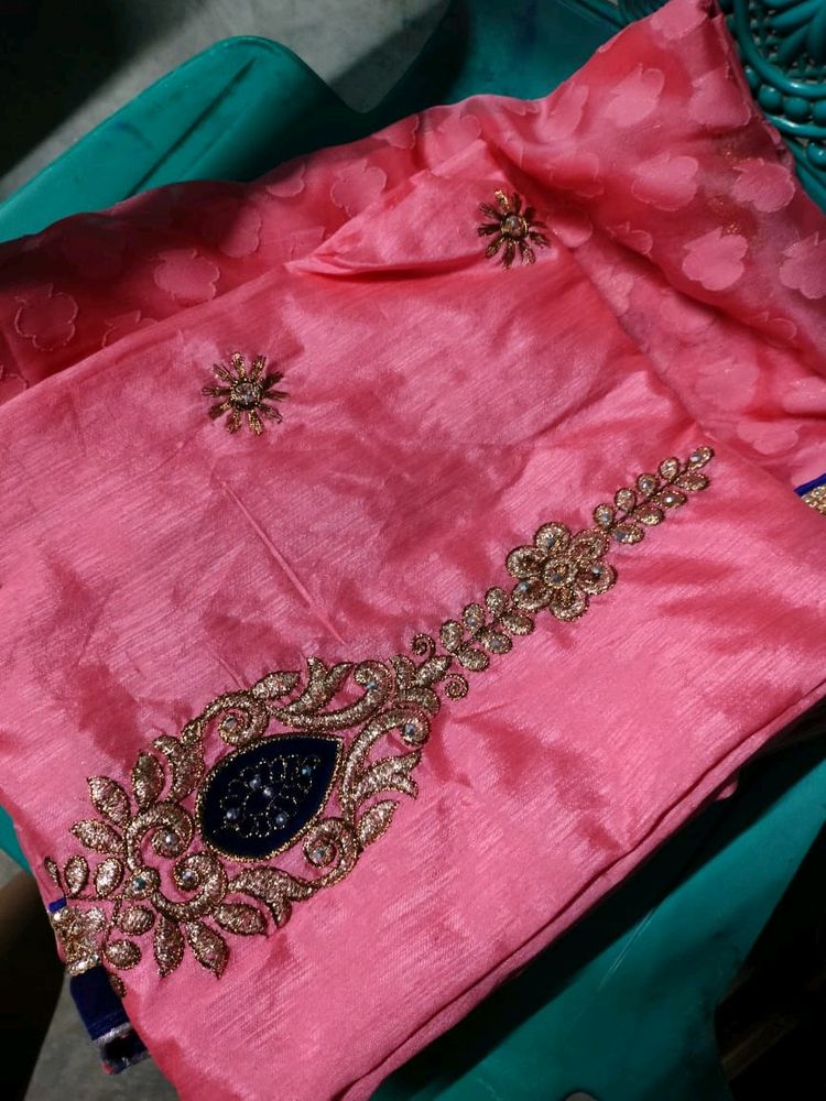 Pink dazzling Mekhla Sadar