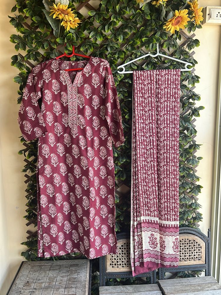 Mauve Color Kurta N Dupatta Set