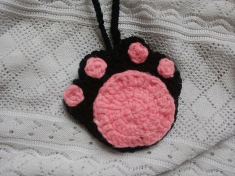 Crochet Black Cat Paw Hanging Pouch ❤️🥺