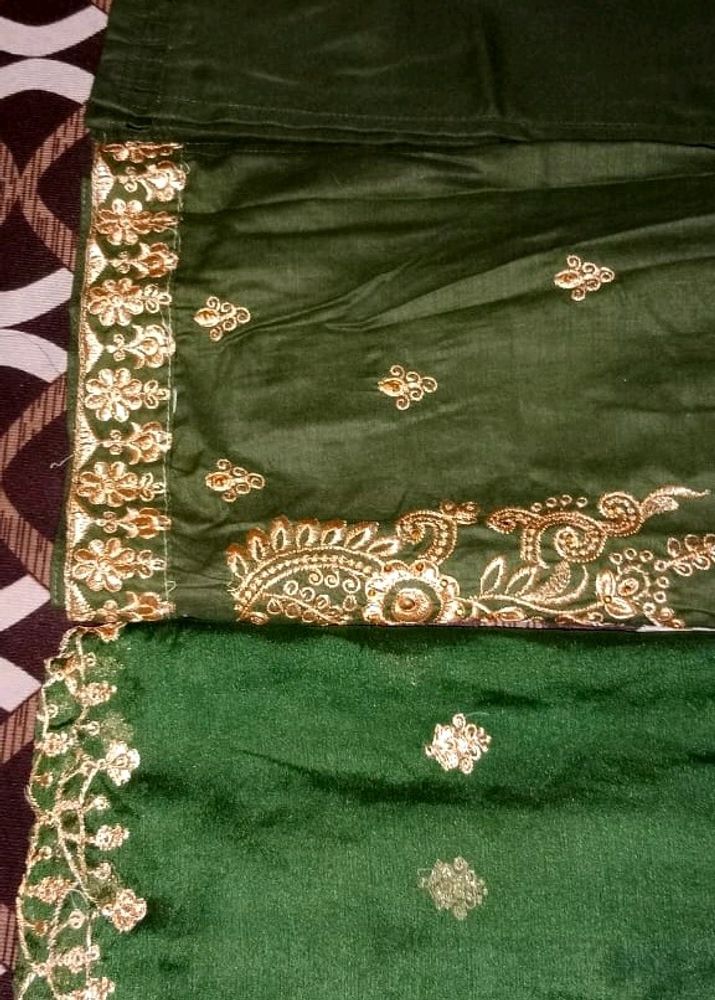 Dark Green Kurta Set, Kurti, Narrow Pant Dupatta