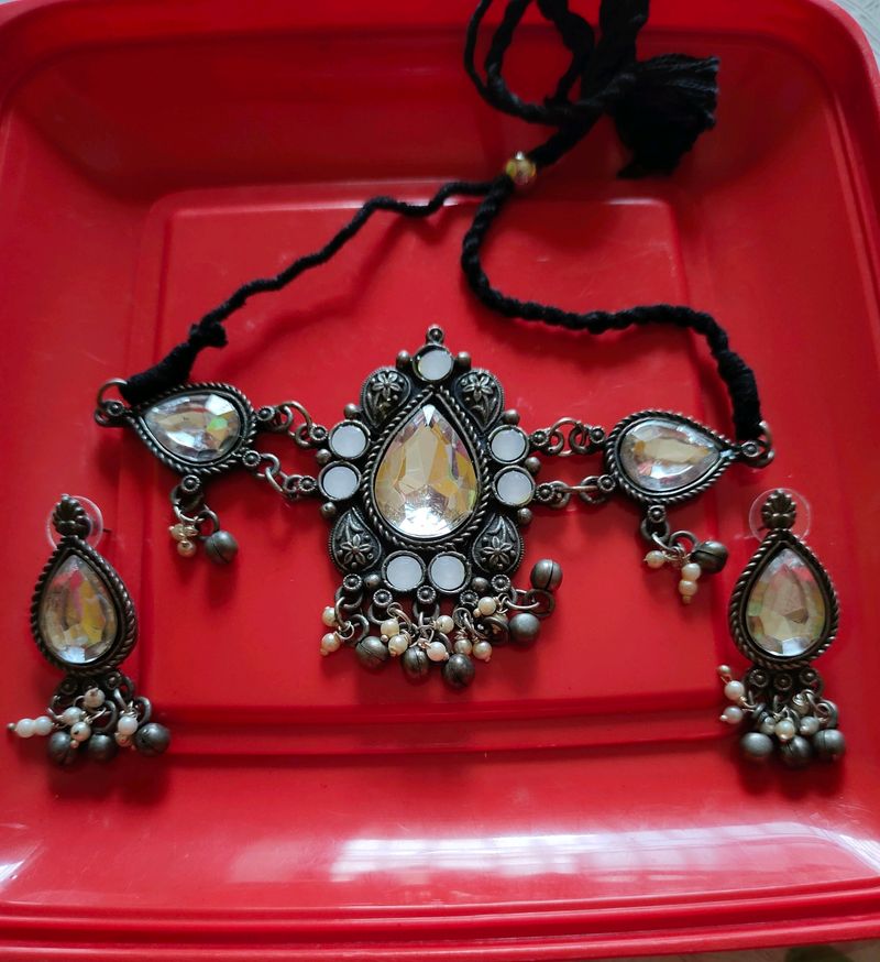 Silver Jewelry With Stone Jhumka