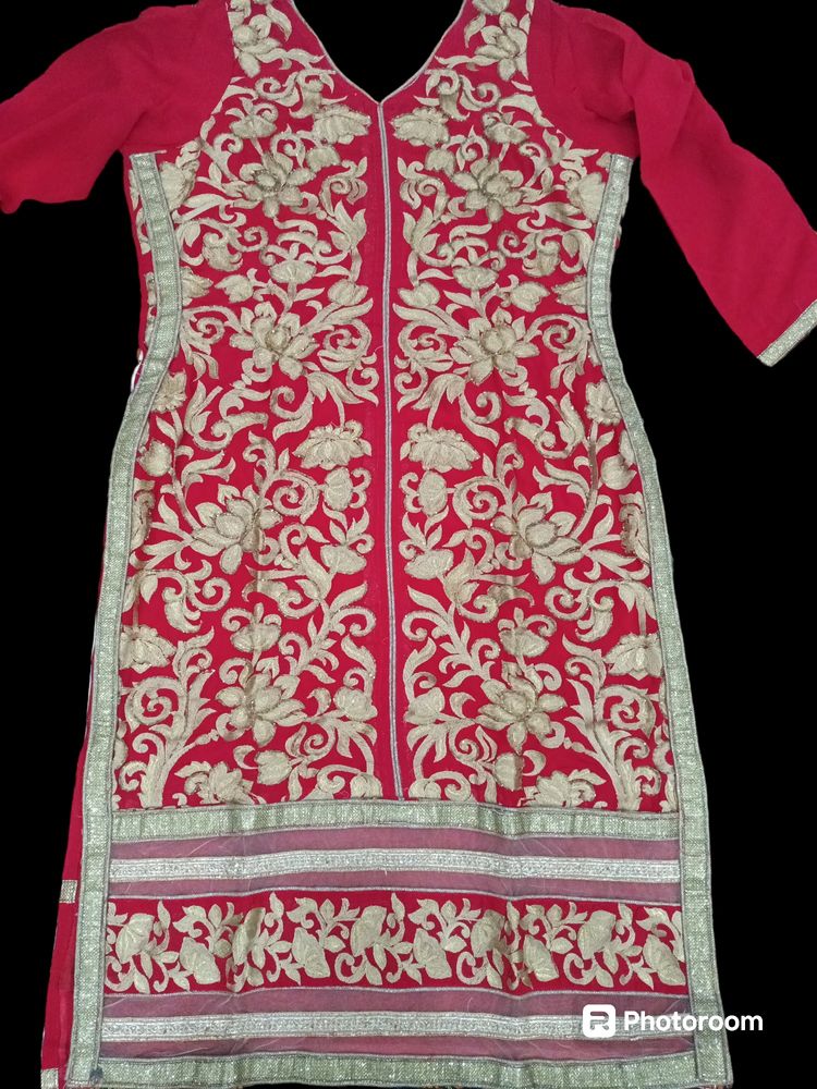 Beautiful Red Bridal Kurta With All Over Heavy Wor