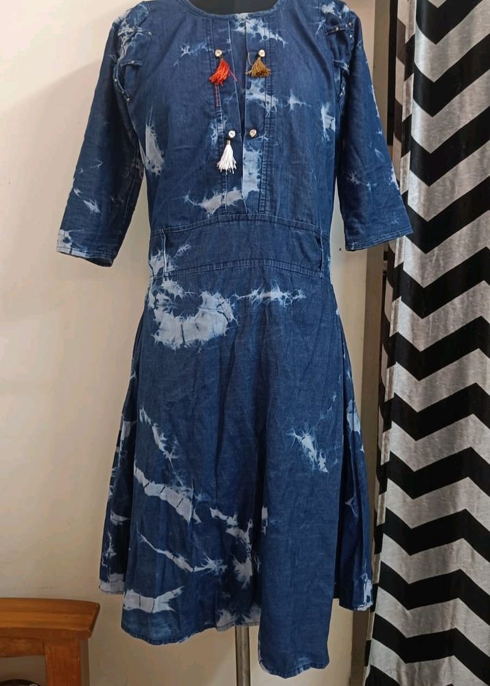 Denim Type Kurti Cum Dress