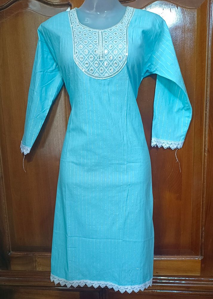 Embroidery Work Beautiful Sky Blue Kurta