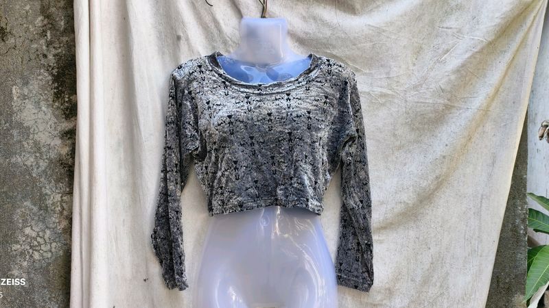 CUTE GREY VELVET TOP