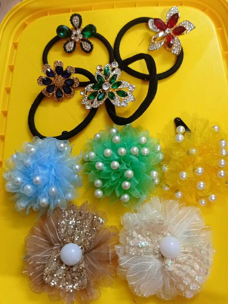 Combo Of 9 Baby Hair Clip And Band