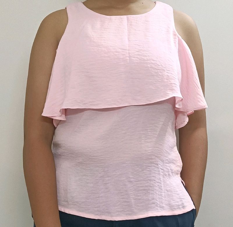 🎉SALE🎉 Pink Top With Stylish Cap like Sleeves