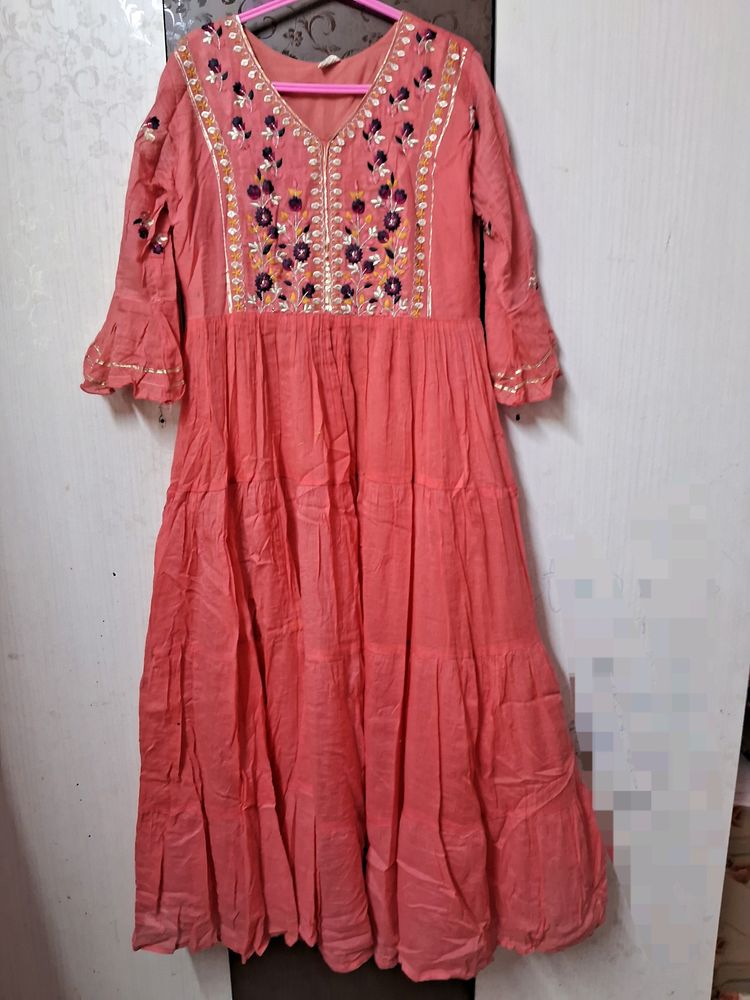 Embroidered Cotton Anarkali