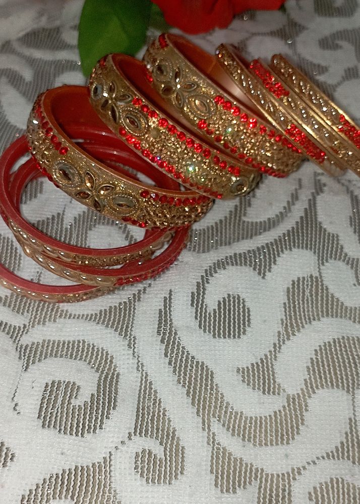 Red Stone Bangles Set