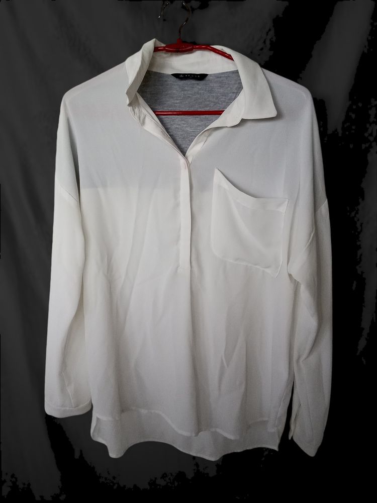 Korean White Sleeves Shirt