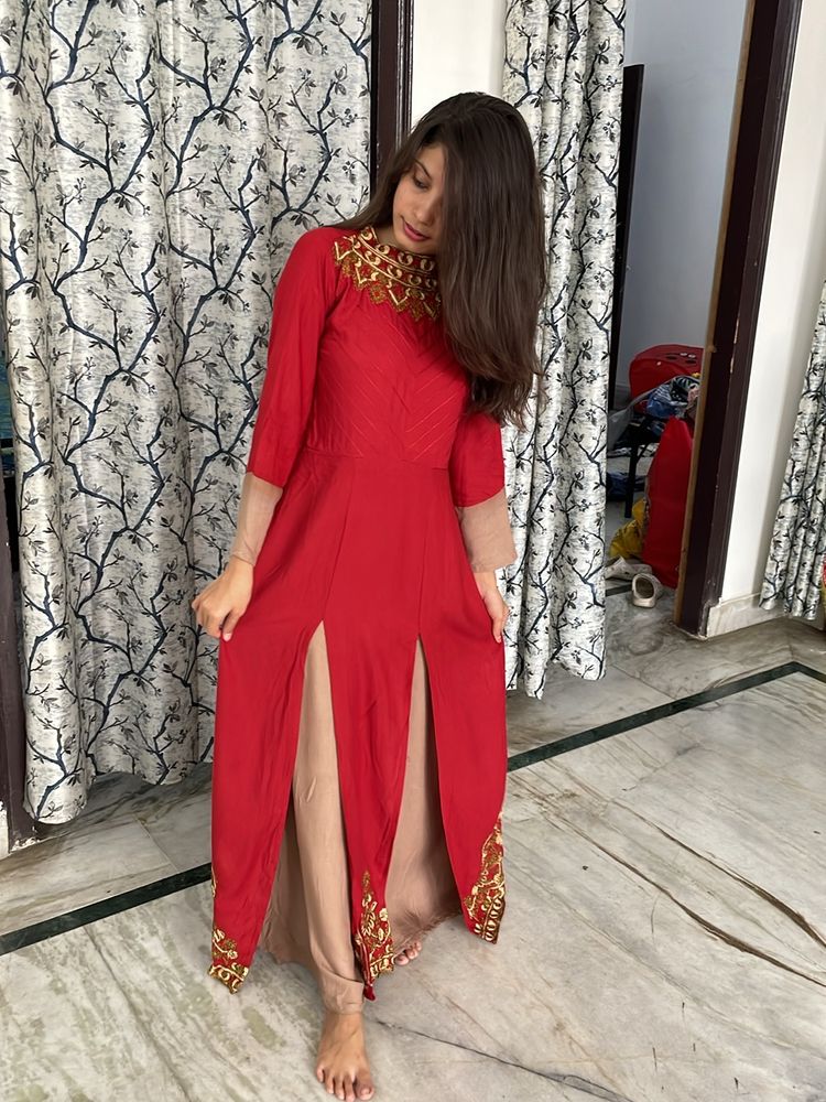 Red maxi dress