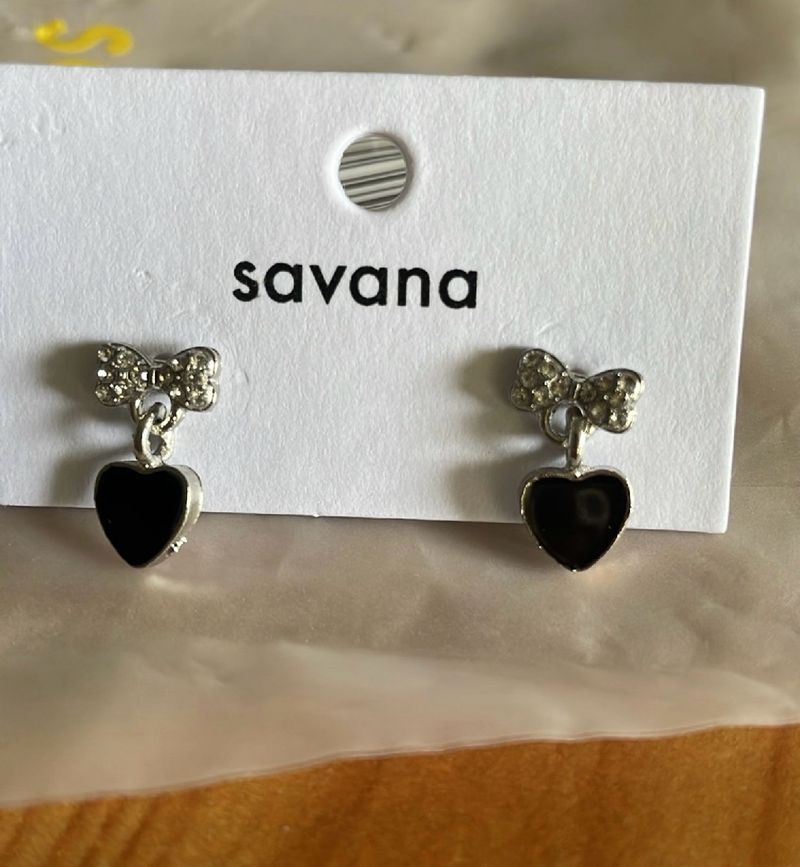 Small Silver And Black Earrings
