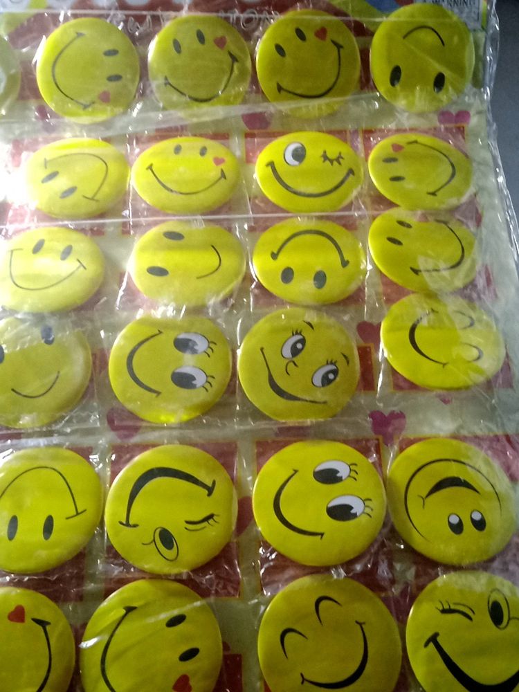 Set Of 30 Unused Brand New Smiley Badges..