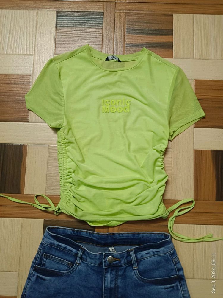 Gathered Fitted Lime Green Top