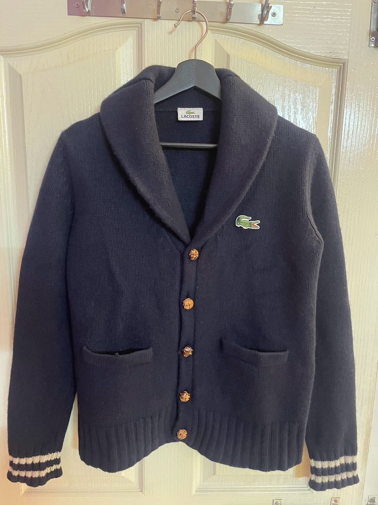 Lacoste, Navy Blue, Shawl Collar Cardigan