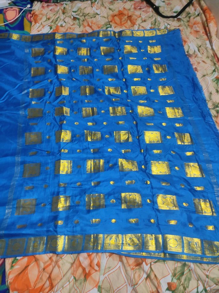 Blue Mysore Silk Saree