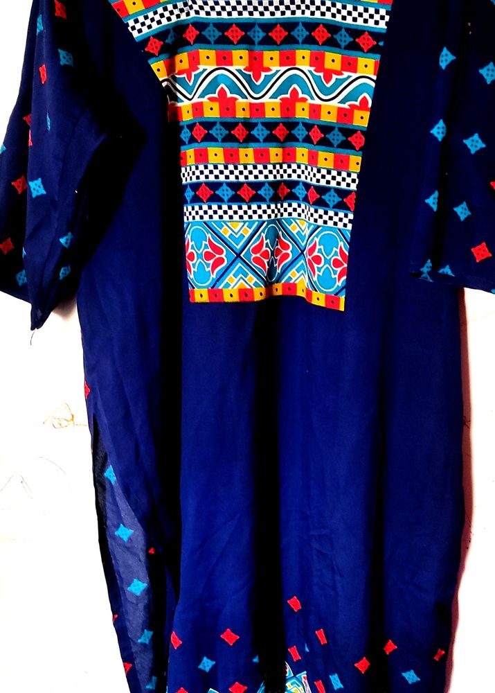 Navy blue kurti with beautiful prints 💜