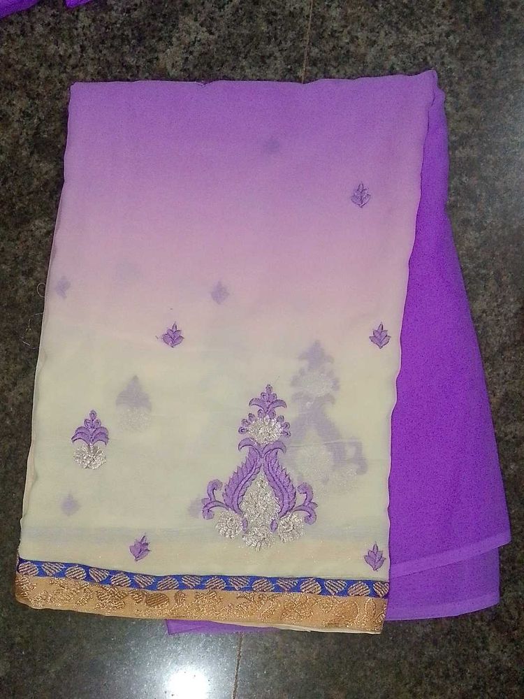 Polyester embroidery Saree