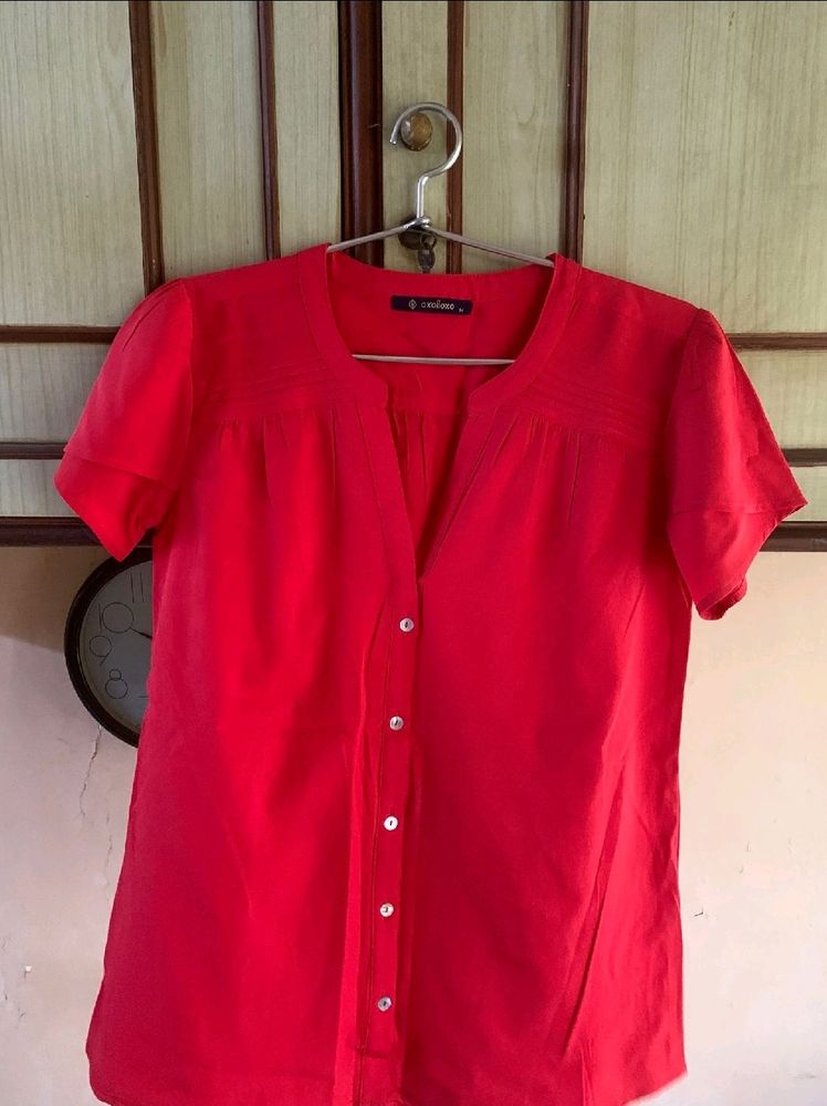 Red Button-up Top