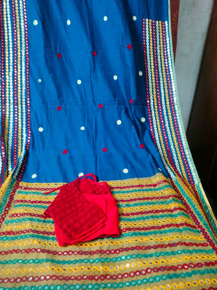 Nice Blue Embroaidary Saree.