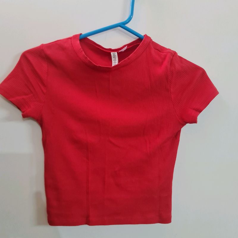 Divided women red top