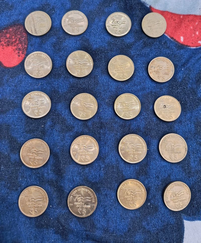 5 Ruppee 75th Independence Coins