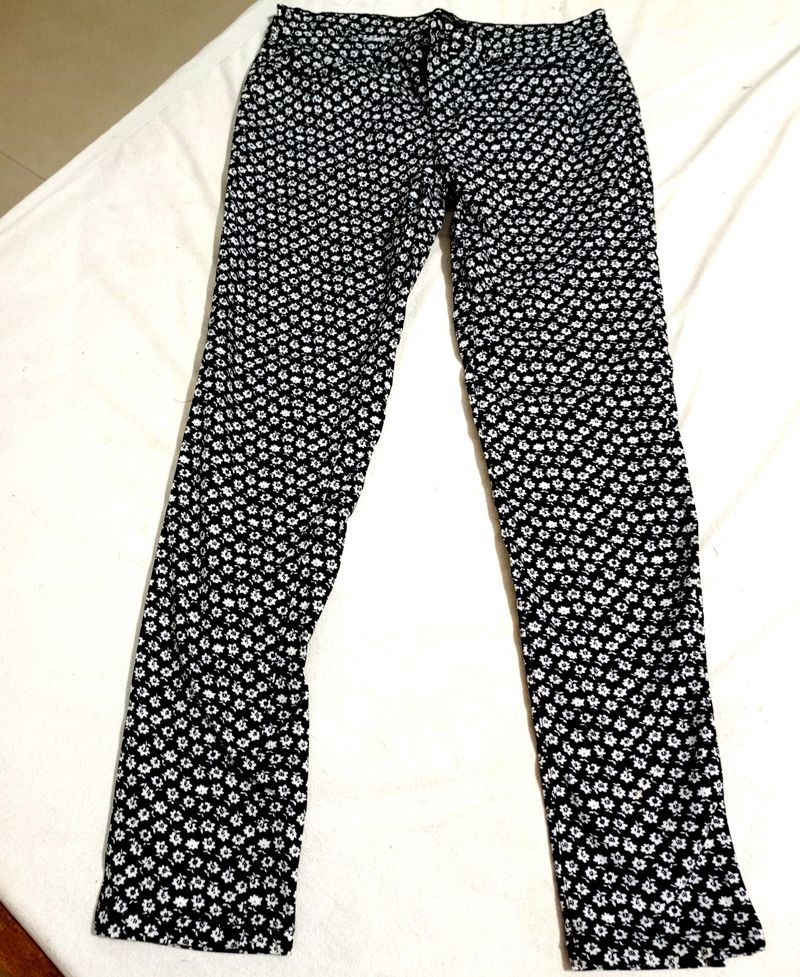 Black And White Straight Pant