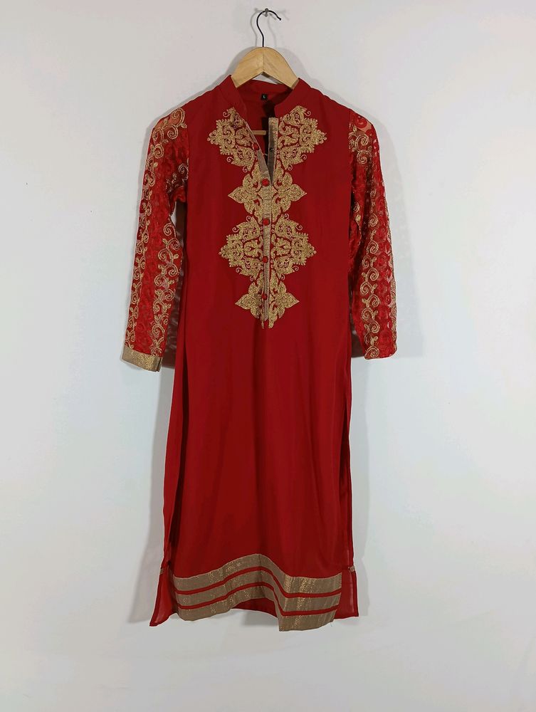 Red Embroidered Kurta (Women)