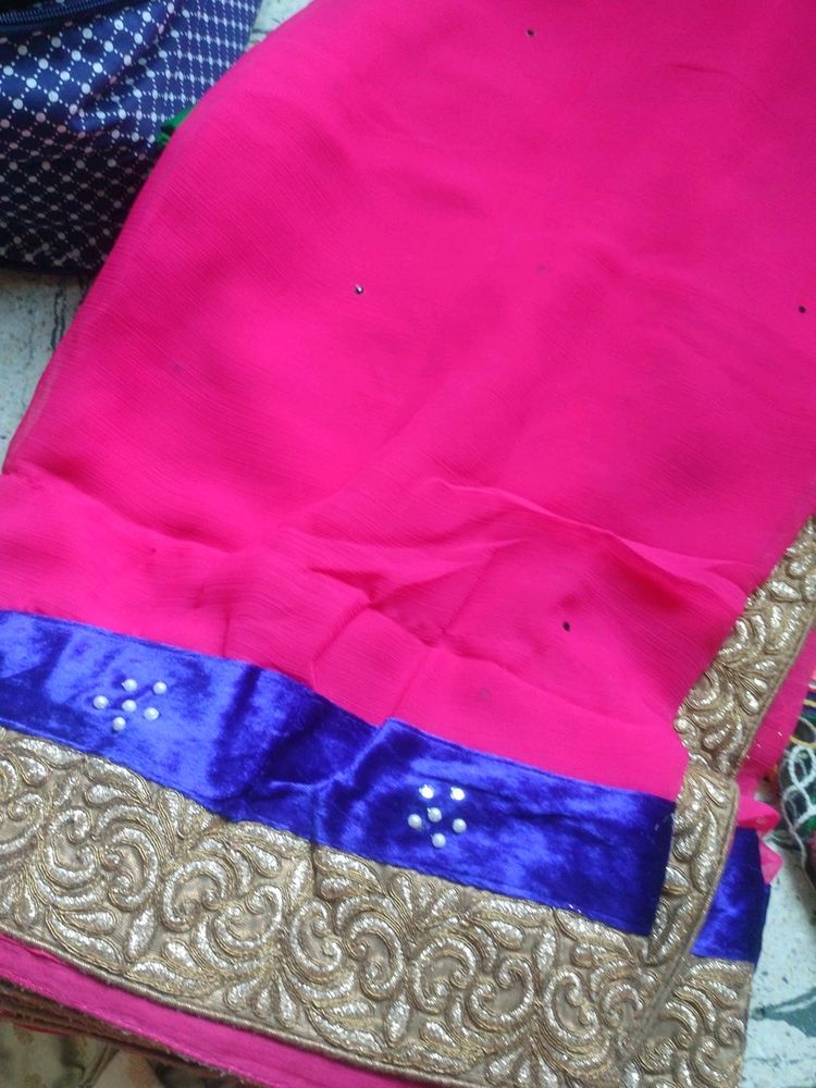 Hot Pink Saree