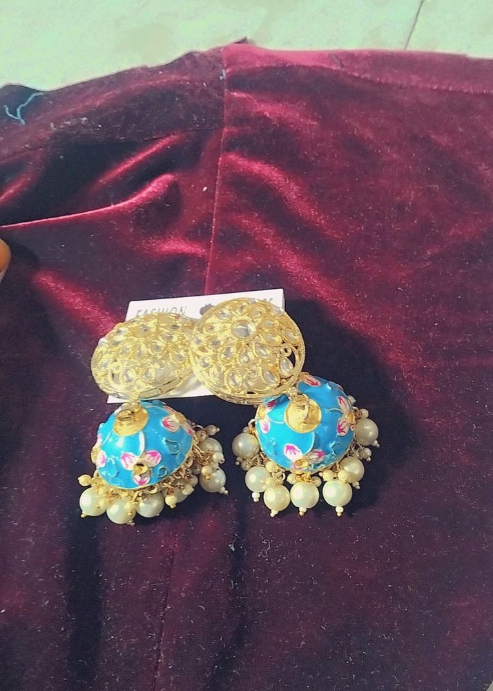 Sky Blue Wedding Wear Earrings 😀😀