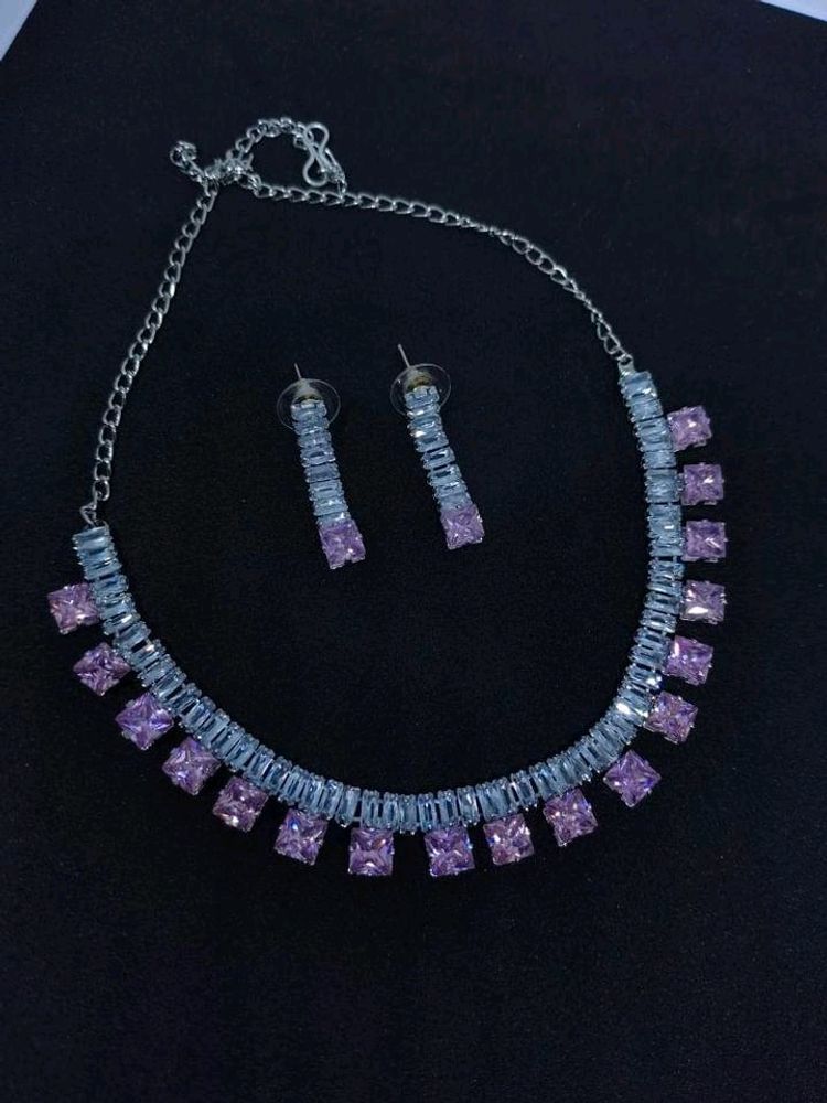 Stones Ad Diamond Necklace Set